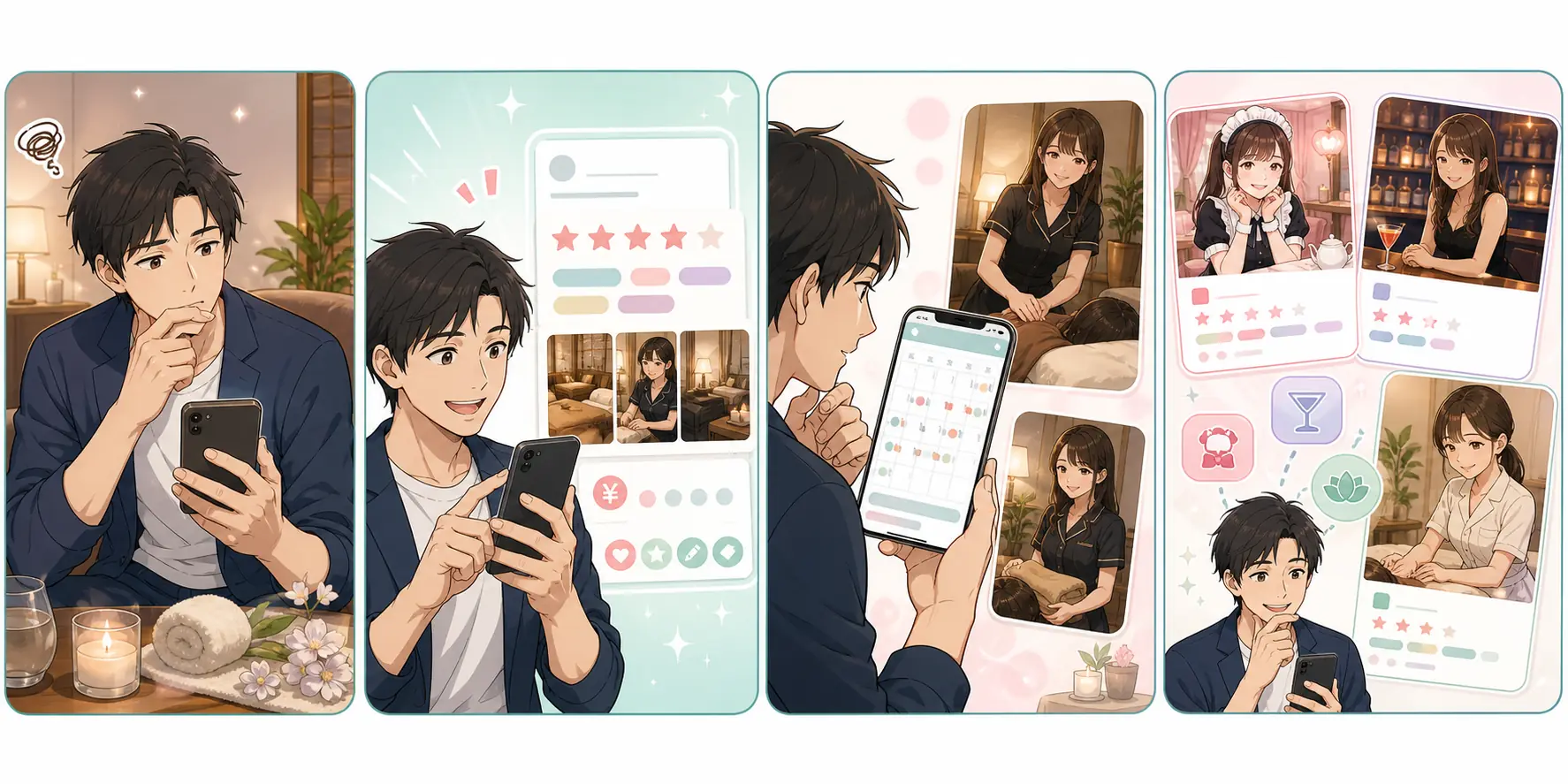 メモ、カレンダー、カスタマイズ用途を説明する漫画